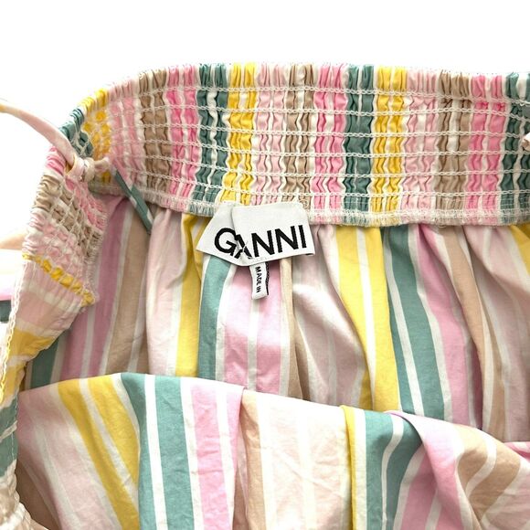 GANNI Stripe Tie Waist Midi Dress Sz 38 (US 6) - Picture 5 of 6